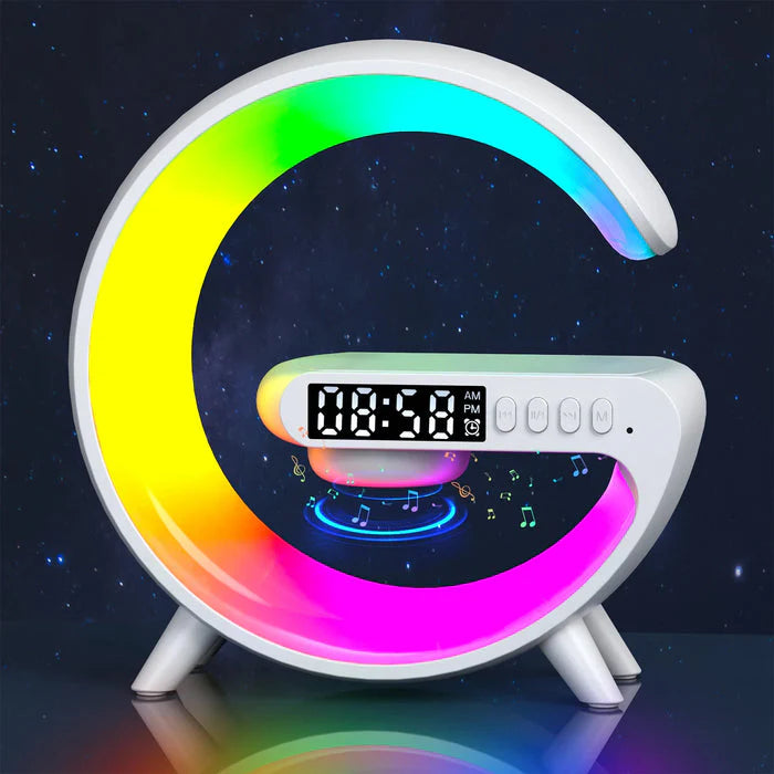 Carregador Sem Fio Multifuncional Com LED RGB E Alto Falante