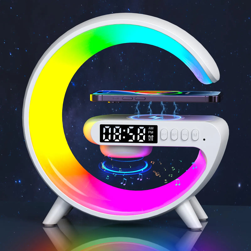 Carregador Sem Fio Multifuncional Com LED RGB E Alto Falante
