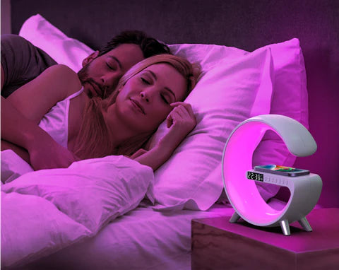 Carregador Sem Fio Multifuncional Com LED RGB E Alto Falante